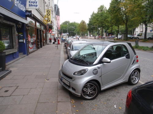 When one has a tiny car, they can park it any way that they want.